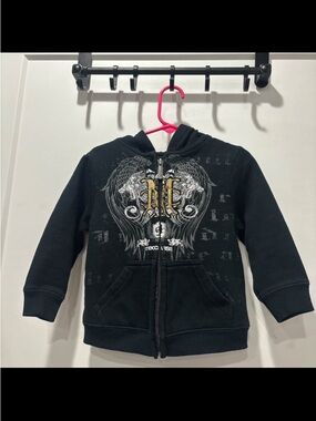 Kids Black Mecca USA Graphic Zip Hoodie with Wing Crest